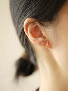 BALMORA 2 piezas de pendientes de plata de ley S925 con notas de violín de circonita, conjunto personalizado simple para mujeres, para uso diario, fiesta, festival de música, regalo