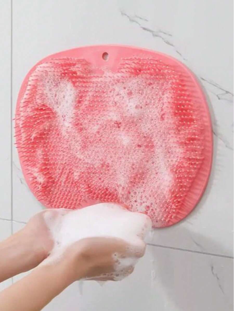 1pc/2pcs/3pcs Silicone Loofah Back Scrubber, Slouchy Exfoliating Brush, Suction Cup Shower Back Scratcher, Foot Scrub Mat, Suitable For Shower Foot Exfoliation And Cleaning. Multi-Functional Silicone Bath Mat For Back And Foot Exfoliation, Anti-Slip Shower Massage Mat.