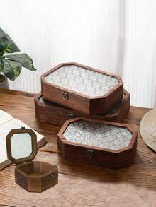 1 Piece Vintage-Inspired Handmade Wooden Cabinet With Elegant Glass Door Panel, Perfect For Organizing Cosmetics And Miscellaneous Items, Stylish Jewelry Storage Box, Chic Desktop Makeup Organizer, Ideal Gift For Women On Special Occasions And Holidays, Enhance Your Home Decor With This Timeless Storage Solution