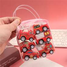 6pcs/Set Children's Cartoon Mini Inertia Fire Truck Toy, Random Color Bag With Different Styles Of Cars,Back To School