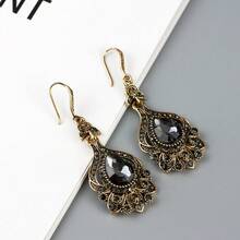 1 đôi bông tai kiểu Thổ Nhĩ Kỳ cổ điển thanh lịch, hình giọt nước, thiết kế hoa tulip cổ điển châu Âu, trang sức cung đình, thích hợp cho những buổi đi chơi thường ngày, kỳ nghỉ và du lịch. - bông tai rỗng - Xem 8