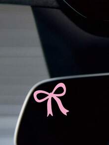 2pcs Cute Bow Ladies Car Decal - Fantasy Theme Vinyl Sticker, Glossy Finish, Cartoon Pattern Self Adhesive Glass Surface, Asymmetrical Shape, Single Use