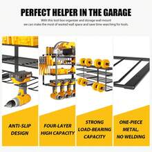 Power Tool Organizer For Tool Storage, Drill Holder Wall Mount With Charging Station, Tool Holder And Storage Rack For Garage Organization, Heavy Duty Metal Tool Shelf With Battery Holder - Black Three-tier Storage Rack - View 9