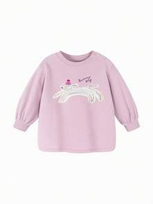 mini bala Girls Lantern Sleeve Sweatshirt Soft Durable Cozy Cute Fall Winter Top - Rubber Powder - View 4