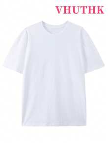 VHUTHK Letter And Portrait Print (220 Cotton T-Shirt) Men's Summer Round Neck Short Sleeved Casual Cotton Print Jesus Faith - 白色-4 - 查看 2