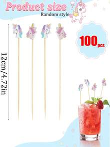 Bộ tăm xỉa răng hình kỳ lân 100/50 chiếc, thích hợp dùng cho món khai vị, tăm tre tự nhiên dài 10cm, phù hợp cho Giáng sinh, tiệc mùa đông, Ngày lễ tình nhân, tiệc năm mới, bánh ngọt, món tráng miệng, trái cây, trang trí tiệc Giáng sinh. - Nhiều màu - Xem 5