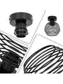 Vintage Pendelleuchte für Flur - Retro Flurlampe mit schwarzem Metallschirm, Industrieküchen-Beleuchtung, E27 Fassung (max. 40W), geeignet für Balkon, Gang und Schlafzimmer