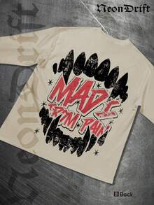 Y2k Long Sleeve Shirts ,Graphic T Shirt Cotton 250g,Fashionable Hip-Hop For Men -  Long Sleeve T-Shirts, Funny Vintage Shirts,Regular Fit, Street Style, Digital Print,  Ideal Gift - Màu be - Xem 3