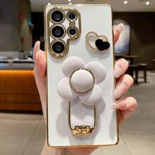 奢华电镀花卉旋转手机壳，防震奢华保护套，带防尘孔，兼容三星 Galaxy S24 Ultra/S24 Plus/S24/S23 Ultra/S23 Plus/S23/S22 Ultra/S22 Plus/S22/S21 Ultra/S21 Plus/S21 FE/S23 FE/S20 Ultra/S20 Plus/S20 FE、A5x/C1 2 3 4 5 6 7 8 9/9 8 7 6 5 4 3 2 1、A1 2 3 4 5 6 7 8 9 9 8 7 6 5 4 3 2 1，春季周年纪念礼物 - 白色 - 查看 4