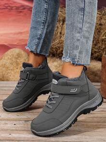 Botas de nieve para pareja cálidas para exteriores 2025, botas de nieve de invierno para pareja con forro de felpa, aislamiento grueso, zapatos casuales de caminar de poliuretano cálidos