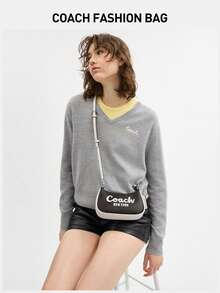 Coach Teri Leather Shoulder Bag For Women Small Hobo Bag With Zipper Clourse Ladies Elegant Handbag Cute Underarm Bag Clutch Purse With Detachable Strap - Coffee - View 3