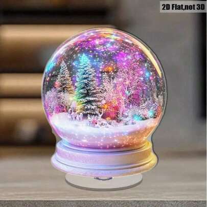 1 件/2 件/3 件，旋转亚克力雪球装饰，带有神奇冬季场景的发光水晶球，非常适合家庭或办公室装饰，室内和室外使用，圣诞装饰，2D 家居装饰圣诞装饰房间装饰