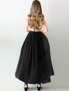 1 件女式高腰长款薄纱裙，有湖蓝色、粉色、橄榄绿、蓝灰色、黑色、白色、红色、香槟色可选，蓬松分层芭蕾舞裙，4 层网眼 + 1 层衬里，无骨，公主裙，适合派对、舞台表演、夏季网眼连衣裙、角色扮演装饰裙秋季女士服装 - 多色 - 查看 7