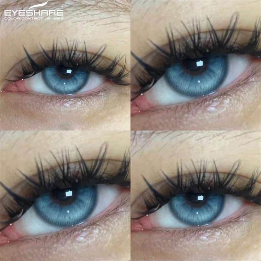 EYESHARE 2 Pieces/Pair Fashion Colored Contact Lenses For Blue Eyes Green Contact Lenses For Brown Eyes Yearly Use Makeup Lenses,14.2mm - No Power - 藍色 - 查看 1