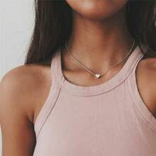 2 Small Heart-Shaped Pendant Necklaces, Made Of Pure Chain And Hypoallergenic, Simple And Cute, Suitable For Daily Wear, Valentine's Day Parties, Weddings, Women's Jewelry, Gifts - bạc màu - Xem 2