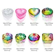 1pc Aurora Colorful Nail Art Crystal Cup Powder Liquid Container Heart-Shaped Cup Nail Art Accessories, With Lid Glass Crystal Cup Colored Crystal Cup - Multicolor - View 6