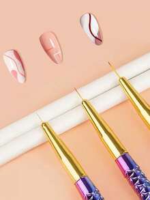 3/1件（款式随机）新款美人鱼美甲描线笔套装，全息美人鱼尾巴彩绘笔，美甲描线笔，初学者友好型一笔画美甲工具套装