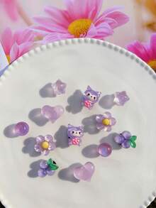 12 Peças Botões Decorativos de Cristal ABS Kuromi Roxo Fofo, Decorações DIY, Adequado para Sandálias, Chinelos, Sapatos Furados, Sandálias e Bolsas de Praia de Mulheres, Clips de Sapato Multifuncionais - Presente Perfeito para Feriados e Ocasiões Especiais