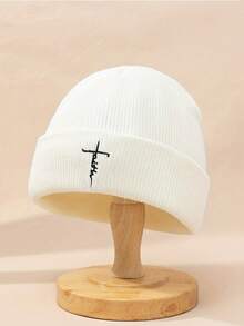 1 Stück Kinder Herbst/Winter Mode Buchstaben Stickerei Strickmütze, Unisex Baby warme Ohrenschutz Beanie, vielseitig für den täglichen Gebrauch