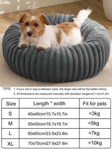 1pc Plush Dog Bed, Warm Pet House, Breathable Cat Nest Suitable For Small, Medium And Large Cats And Dogs, All Season - Grey - View 3