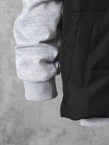 3 件套青少年男孩休闲时尚无袖背心、长袖连帽运动衫和直筒修身裤，秋冬 - 灰色 - 查看 5