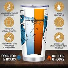 1pc 20 Oz Stainless Cup, Best Coffee Cups To Keep Coffee Hot, Double- Wall Vacuum Insulation, Free Shipping, Great For Artists Sipping Tea While Creating, Cupe- Oceanide