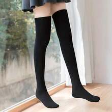 Simple Solid Thigh Socks, College Style Full Match Knee Socks, Women's Stockings And Socks - 灰色 - 查看 10