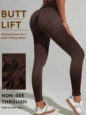 Women Seamless Yoga Leggings High Waist Lift Bottoms Pants Gym Exercise Four-Way Stretch Ventilate Sports Pants Peach Hip Shaping Yoga Fitness Pants Outdoor Sports Yoga Pants High Elastic Exercise Tights Autumn And Winter Clothing