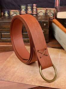 Viking Embossed Waist Belt - Medieval Faux Leather Belt With Cross Pendant, Brown, Ideal For Cosplay, Men & Women, Viking-Themed Accessory|Vintage Waist Belt| Faux Leather Belt Halloween Costume