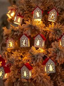 2M10 LED[Red House Fairy Lights] - Christmas Tree/Reindeer Decor With Warm Red House Shapes, Battery Operated, Suitable For Bedroom, Living Room, Dining Area, Cafe, Bar - Perfect Holiday Gift, Christmas, Halloween, Christmas Decoration