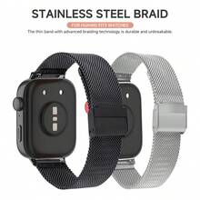 Pulseira Milanesa Sem Lacunas Compatível com Huawei Watch Fit 3/4/4Pro, Pulseira de Aço Inoxidável Ajustável, Pulseira de Metal para Galaxy Watch 6 4Classic 47 43 42 46mm 7 6 5/Pro 4 40 44 45mm, Pulseira de Metal para Homens