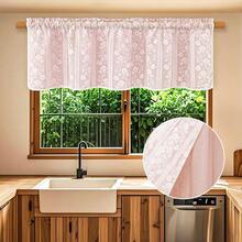 Cenefas de lino ASPMIZ para ventanas de estilo granja, cortinas de cocina de doble capa con lino y encaje, cortinas de cenefa rústicas para ventanas pequeñas, cocina, baño, cafetería, 52 X 18 pulgadas con bolsillo para barra, rosa - Rosa 52 de ancho x 18 de largo, paquete de 1 - Ver 10