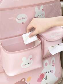 1 geantă de depozitare pentru spătarul scaunului auto, husă organizatoare auto suspendată cu design de ursuleț Tulip Rabbit - Spatar de depozitare - Vizualizare 7