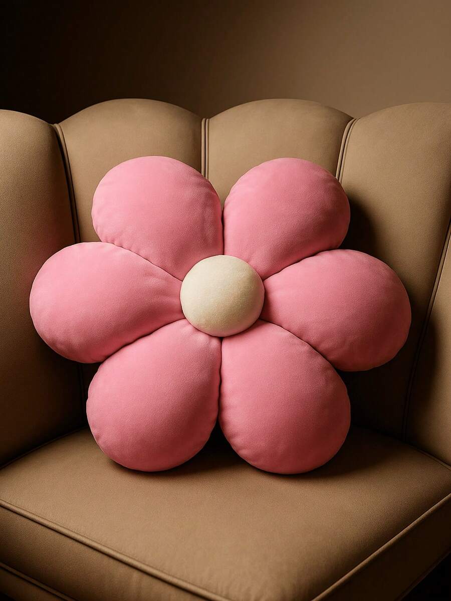 Almofada Flor De Pelúcia Margarida Decoração sofá Sala Quarto Bebê - Rosa Bebê - Visão 1