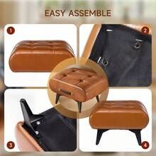 LOVEWE Vintage Waxed Leather Entryway Bench, Luxury Leather Ottoman, Multifunctional Sofa Side Table, Modern Minimalist Hall Stool, Bedroom Footrest Bench, Full-Grain Cowhide Decorative Seat, Contemporary Living Room Footrest Furniture