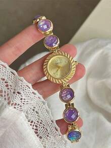 1件时尚百搭的女士水钻链表，优雅风格，适合日常佩戴、生日、周年纪念、万圣节、促销和节日礼物，无礼盒。 - 彩色 - 查看 2