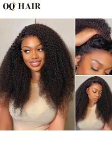 OQ Hair 3 In 1 Half Wig Afro Curly Flexible Fit Wear Go Half Wig With Drawstring Natural Hairline Beginner Friendly Seamless Flip Over Wig Natural Color High Quality 180% Density 14-16 Bob Inch 18-28 Inch Long Hair No Glue No Lace Wig Half Wig - SNatural - View 3