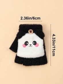 3pairs/1pair Cartoon Panda Baby Flip-Top Knitted Gloves, Half-Finger Warm Knitted Gloves, Suitable For Daily Wear For Baby Boys And Girls To Keep Warm - Multicolor - View 6