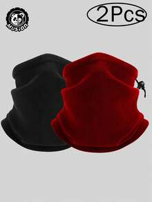 Musion 1pc Multifunctional Fleece Neck Warmer, Windproof And Breathable Face Mask, Suitable For Winter Skiing, Fishing, Hiking, Cycling - Black - View 14