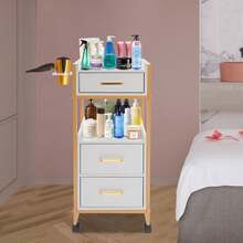 YUNRUX Salon Cart With Wheels Stylist Cart Mobile Hairdressing Station - Gold - View 6