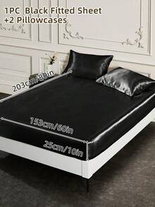 2/3pcs Fitted Sheet Set, Bedding Set, Satin Bed Sheets Set, Solid Color Skin-Friendly Bed Cover Set, Room Decor, Soft And Comfortable Bedding For Bedroom, Breathable And Glossy, Mother's Day Gift, Elegant And Firm, Mother's Day Decoration, Mattress Protector For Bedroom Decor, School Bedding Dorm Essentials, 1 Bed Sheet With 1/2 Pillowcases, Deep Pocket, For Single/Twin/Full/King/Queen Bed Sizes, Machine Washable, Meticulous Festival Gifts - 彩色 - 查看 14