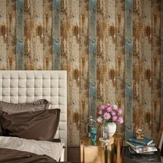 1卷全新复古木纹自粘壁纸，适用于家居装饰、橱柜、书桌、房间背景、房屋翻新、DIY项目，防水、防污、易清洁，自粘可移除壁纸贴纸