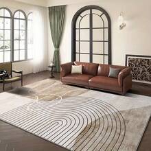 1pc Luxury Velvet Area Mat, 850g/Sqm, Geometric Pattern, Soft Plush Thick Low Pile, Non-Slip, Machine Washable, Cut-To-Fit For Living Room, Bedroom, Office - Bohemian Style Home Decor, Rugs For Living Room Bathroom Kitchen Decor Christmas Decor Kitchen Rug - Multicolor - View 5