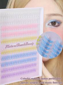 200 piezas de pestañas postizas individuales reutilizables de 5 colores pastel arcoíris DIY | Pestañas suaves y ligeras de 12 mm con curvatura D, amigables con la piel, para Halloween, Acción de Gracias, Navidad, fiestas de boda, cosplay y maquillaje glamoroso creativo diario