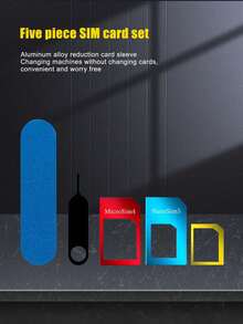 5pcs/Set Metal SIM Card Tray Adapter, Phone Card Slot Converter, Aluminum Alloy SIM Card Holder