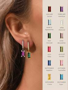 Esberry 1Pair Water Droplet Birthstone Drop Earrings For Women S925 Sterling Silver 12 Month Personalized Earrings Fine Jewelry Birthday Gift