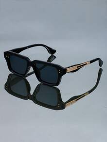 New Fashionable Retro Metal Small Frame Square Glasses, High Quality Street Style Glasses, Casual Minimalist Street, Travel, Runway, Business, Daily, Party, Holiday, Unisex Beach Chic Glasses - Multicolor - View 6