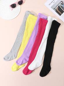 6 Pasang Celana Ketat Anak Perempuan Minimalis Warna Cerah Bergaris Vertikal, Cocok untuk Pemakaian Sehari-hari untuk Anak Usia 0-8 Tahun - MultiWarna - View 4