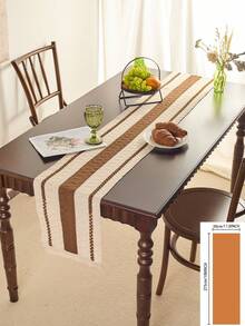 1 pièce Chemin de table tressé kaki rustique et minimaliste, design personnalisé creux avec franges tressés haut de gamme faits à la main. Chemin de table long, tapis de table, décoration pour les fêtes et le quotidien, accessoire photo, fond atmosphérique, style européen