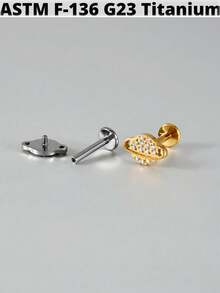 1PC Titanium Moon Zirconia Lip Piercing Internal Thread Cz Flower/Carrot Labret Tragus Ear Cartilage Flat Piercing Nose Piercing Jewelry - Titanium Original Color - View 5